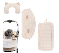 Met de voitures pour animaux de compagnie, oreiller de pari pour animaux de compagnie : coussin chaud pour poussette de chat avec enclos et oreiller - charbon de bois, tapis anti-direy assure un