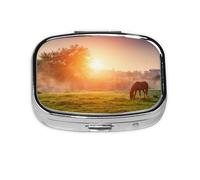 Meta Pilulier à 2 compartiments Motif cheval au crépuscule
