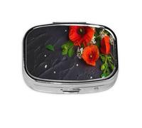 Meta Pilulier Bouquet de coquelicots rouges 2 compartiments Organiseur portable