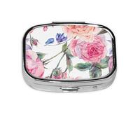 Meta Pilulier vintage à 2 compartiments pour aquarelle Motif fleurs printanières