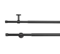 metablo Tringle à rideaux extensible 2 en 1 - Montage mural et au plafond - Embout - Capuchon - Tringle à rideaux télescopique 16/19 mm - Noir - 160-280 cm