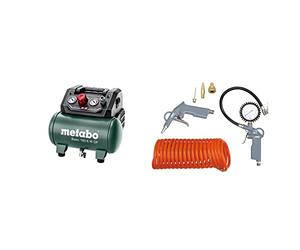 metabo 601501000 - Compresor Basic 160-6 W OF Potencia 0,9 Kw calderín 24 l Couleur & ABAC 6 Pièces Kit d'Accessoires Pour Compresseur G-813, Comprenant un Gonfleur de Pneus avec Manomètre