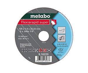 METABO 616216000 - Disco de tronzar para amoladora angular Flexiarapid Super A60-U-BF Inox HidroResist. plano Ø 115 x 1,0 x 22,22 mm (Envase de 25 Ud)