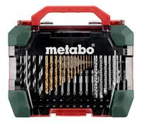METABO 626708000 Kit de forêt spiralé pour métal | Foret à métaux HSS-TiN, forets à pierre, forets à bois, embouts S2 ouille, fraise à bois, porte-embout et règle de