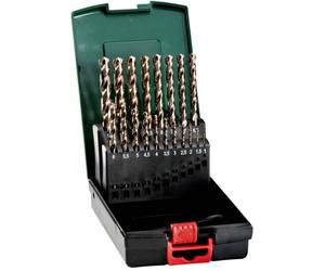 Metabo 627671000 Jeu de forets pour le métal 19 pièces 1 mm, 1.5 mm, 2 mm, 2.5 mm, 3 mm, 3.5 mm, 4 mm, 4.5 mm, 5 mm, 5.5 mm, 6 mm