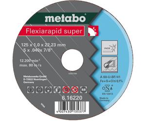 Metabo Flexiarapid Super Disque a tronçonner 125 x 0,8 x 22,23 inox, TF 42 616209000
