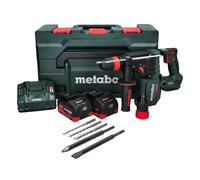 Metabo KH 18 LTX BL 28 Q Marteau perforateur sans fil 18 V 3 J SDS plus Brushless + 2x batterie 5,5 Ah + chargeur + 5 pces. jeu de forets et burins + metaBOX