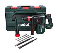 Metabo KH 18 LTX BL 28 Q Marteau perforateur sans fil 18 V 3 J SDS plus Brushless + 5 pces. jeu de forets et burins + metaBOX - sans batterie, sans chargeur