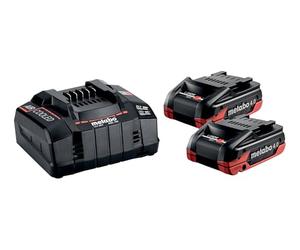 metabo Kit de Base - 2 Batteries LiHDX 4.0Ah Chargeur Rapide ASC 145 - Puissant, Durable, Technologie de Batterie 18V - Idéal pour Les Professionnels