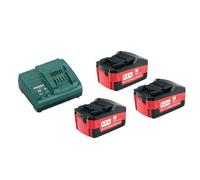 Metabo Pack de 3 batteries 18V 5,2 Ah + Chargeur rapide ASC 145