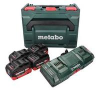 Metabo Kit de base - 4x Batteries LiHD 18 V 10,0 Ah Li-Ion système CAS (685143000) + Chargeur double ASC 145 DUO + metaBOX G