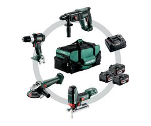 Metabo Kit d'outils sans fil Combo pour l'artisanat du bâtiment Metabo 4.3SB 18 LT BL + W 18 L 9-125 Quick + KH 18 LTX 24 + STA 18 LTX 100 ; Pochette à outils Quantité:1