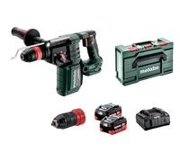 metabo Marteau combiné sans fil KH 18 LTX BL 28 Q - 18 V, 3 J d’énergie de frappe, 4.470 coups/min - Aspiration des poussières, SDS-Plus, sans balais - 2 batteries 5,5 Ah, chargeur et metaBOX 165 L