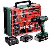 METABO marteau perforateur SB 18 Set Atelier mobile + 2 batteries Li-Ion 18V/2,0 Ah avec chargeur SC 30 + 74 composants