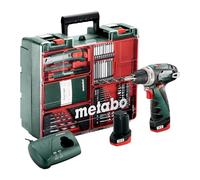 Metabo Perceuse-visseuse sans fil 10,8 V Power Maxx BS Basic Mobile Atelier + 64 pièces accessoires, 1 pièce, 600080880 , vert
