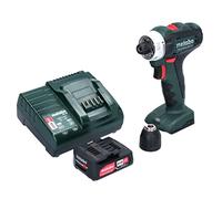 Metabo Perceuse-visseuse sans fil PowerMaxx BS 12 (601036000) dans un carton ; avec batterie Li-Power (12 V/2,0 Ah) et chargeur SC 30, avec mandrin auto-serrant, crochet de ceinture et porte-embout