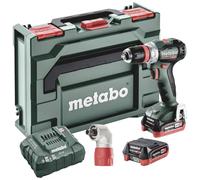 Metabo Perceuse-visseuse sans fil PowerMaxx BS 12 BL Q Pro (601045920) avec adaptateur d'angle de changement rapide « Quick », metaBOX 118, 12 V 2 x 4 Ah LiHD + ASC 55