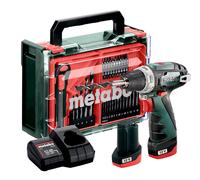 Metabo Perceuse-visseuse sans-fil PowerMaxx BS – 12V 2Ah Li‑Ion, 2x batteries + chargeur, brushless
