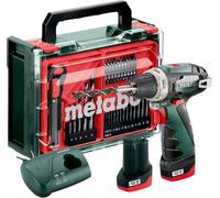 Metabo Powermaxx BS Basic Set Perceuse-visseuse sans fil 12 V 34 Nm ( 600080710 ) + 2x batterie 2,0 Ah + chargeur + 41 pcs. kit d'accessoires + coffret
