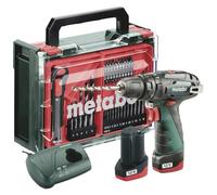 Metabo PowerMaxx SB Basic Set Perceuse à percussion sans fil 12 V 34 Nm (600385710) + 2 batteries 2,0 Ah + chargeur + jeu d'accessoires 41 pièces + mallette