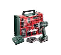 Metabo SB 18 L Set -Perceuse-visseuse à percussion sans fil + 2 batteries, + chargeur, + mallette, + accessoires, brush