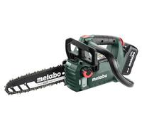 metabo Tronçonneuse sans fil MS 18 LTX BL 25, 18 V, Guide Oregon 25 cm | Moteur Brushless, guide de 25 cm, avec batterie 4,0 Ah et chargeur, pour élagage et entretien des arbres, léger 2,2 kg