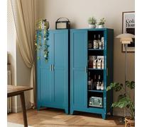 MetaCate lnov Armoire à provisions métallique,Armoire Cuisine, Buffet Cuisine avec 2 Portes,Meuble Métallique Rangement à 2 Portes et 3 Étagères Réglables,Style Minimaliste, Bleu