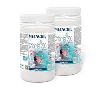 Metacril CHLOR NET 200 4 ACTIONS (1+1 KG)- Chlore Piscine en pastilles de 200 g multiaction BLISTERATE