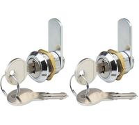 Metafranc 340396 Serrure à levier cylindrique Dimension de perçage 19 mm Distance de verrouillage simultané 180° Métal chromé Livré avec 2 clés (Lot de 2)