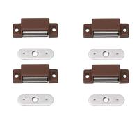 Metafranc 350606 Lot de 4 loqueteaux magnétiques marron - Force de maintien de 3 kg - Contreplaque fixe - Montage facile - Convient pour portes de meubles et rabats - Fermeture de porte - Aimant de maintien - Loqueteau de meubles