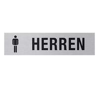 Metafranc 507080 Panneau adhésif « homme » - 160 x 40 mm - En aluminium - Aspect acier inoxydable moderne - Dos autocollant - Panneau de signalisation - Panneau d'information - Plaque de porte
