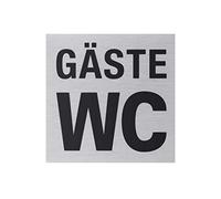 Metafranc 507190 Plaque adhésive « Toilettes d'invités » - 80 x 80 mm - En aluminium - Aspect acier inoxydable moderne - Dos autocollant - Panneau d'information - Panneau de toilettes
