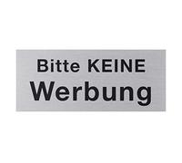 Metafranc 507500 Panneau adhésif en aluminium aspect acier inoxydable Envers autocollant Plaque d'information pour boîte aux lettres Inscription en allemand Bitte keine Werbung 507500 60 x 25 mm