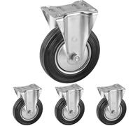 Metafranc 800900 Roulette fixe Ø 160 mm - Plaque 135 x 105 mm - Roue en caoutchouc plein - Surface de roulement souple - Roulement à rouleaux - Charge maximale 150 kg/Roulette de transport /