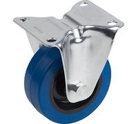 Metafranc 802620 Roulette fixe Ø 100 mm - Plaque 105 x 80 mm - Roue élastique en caoutchouc plein - Surface de roulement souple - Roulement à rouleaux - Charge maximale : 150 kg/Roulette de