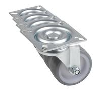 Metafranc 802870 Roulette pivotante Ø 50 mm - Plaque 60 x 60 mm - Roue en polyuréthane - Surface de roulement souple - Roulement coulissant - Charge maximale 65 kg/Roulette de transport/Roulette