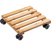 Metafranc 825340 Rouleau pour Plantes 300 x 300 mm Capacité de Charge 60 kg Plateau en Bambou Aspect Bois Naturel Roues en TPE avec 4 arrêts