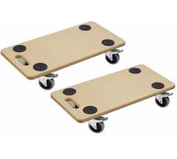 Metafranc Chariot de Transport 590 x 290 mm - Lot de 2 - Capacité de Charge 200 kg - Plateau MDF avec Roues et Freins TPE - roulettes de Meubles Protège Le Sol