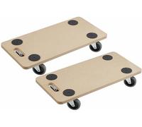 Metafranc Chariot de Transport 590 x 290 mm - Lot de 2 - Capacité de Charge 200 kg - Plateau MDF avec Roues TPE - roulettes de Meubles de Sol