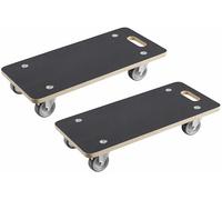 Metafranc Chariot de Transport 590 x 290 mm - Lot de 2 - Capacité de Charge de 200 kg - Plaque sérigraphiée avec Roues en PU - roulettes pour déménagement et Maison