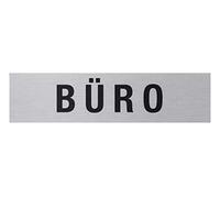 Metafranc Panneau adhésif « Bureau » - 160 x 40 mm - En aluminium - Aspect acier inoxydable moderne - Dos auto-adhésif/signalisation/plaque d'information/marquage commercial / 507000