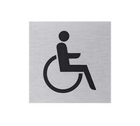 Metafranc Panneau adhésif en forme de fauteuil roulant 80 x 80 mm - En aluminium - Aspect acier inoxydable - Autocollant arrière - 507110