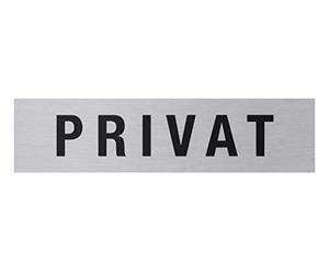 Metafranc Panneau adhésif « Privat » - 160 x 40 mm - En aluminium - Aspect acier inoxydable moderne - Dos auto-adhésif - Panneau d'information - Plaque d'interdiction d'accès - 507040