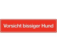 Metafranc Panneau adhésif « Vorsicht bissiger H& » - 200 x 48 mm - Panneau d'information - Panneau d'avertissement - Marquage de sécurité - Avertissement de danger - 500810