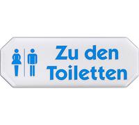 Metafranc Panneau adhésif « Zu den Toilette » - 107 x 40 mm - Effet 3D - Panneau d'information - Plaque de porte - Marquage commercial - Marquage des terrains - Orientation - 506410