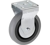 Metafranc 800590 Roulette fixe Ø 100 mm - Plaque 60 x 60 mm - Roue en caoutchouc - Surface de roulement souple - Roulement coulissant - Charge maximale 75 kg/Roulette de transport/Roulette pour