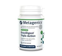 Metagenics EnzyDigest Triple Action - Complexe d'Enzymes Digestives & Gingembre, Format Voyage & Essai, Confort Digestif, 60 Gélules Véganes