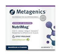 Metagenics NutriMag - Complément en Magnésium pour le Stress, la Fatigue & l’Énergie - Triple Action avec Vitamines B6, B12, D & Folate - 20 Sachets Goût Citron Vert