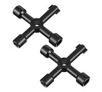 metagio 2 Pcs Cle Triangle Cle Universelle pour Armoire Technique Clé Multifonction 4 Voies Clé Armoire Electrique Noir 4 en 1 Croix Clé pour Utilisation Domestique et Professionnelle Compteurs d'Eaus