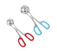 metagio Lot de 2 boules à viande anti-adhésives, en acier inoxydable avec poignées antidérapantes amovibles, pince à boulettes de viande, cake pop, pince à glace, pelle à pâte à biscuits pour cuisine